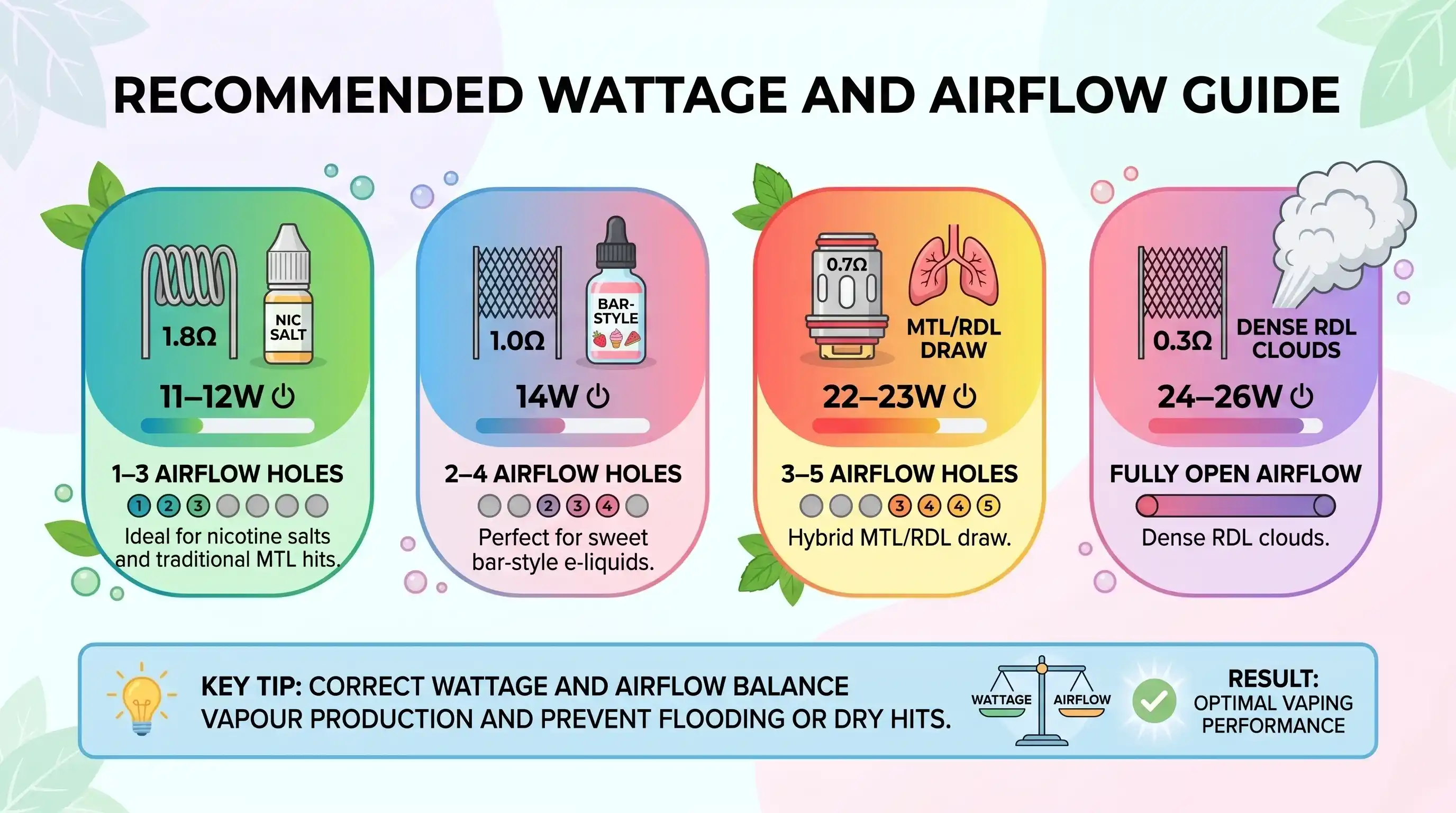 Recommended Wattage and Airflow